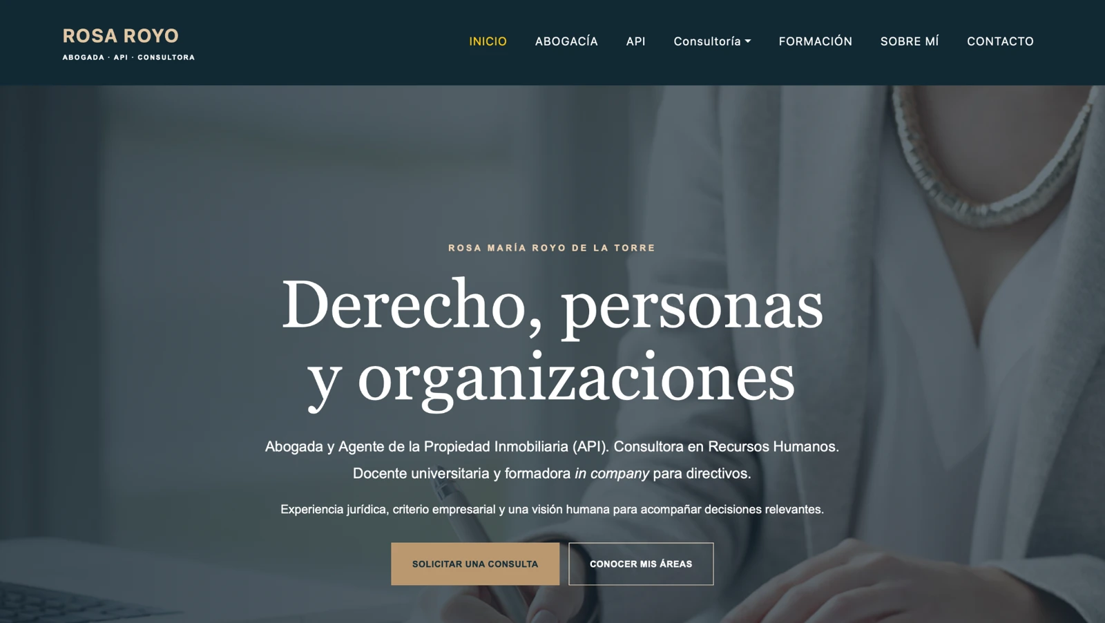 Captura del diseño web de Rosa Royo